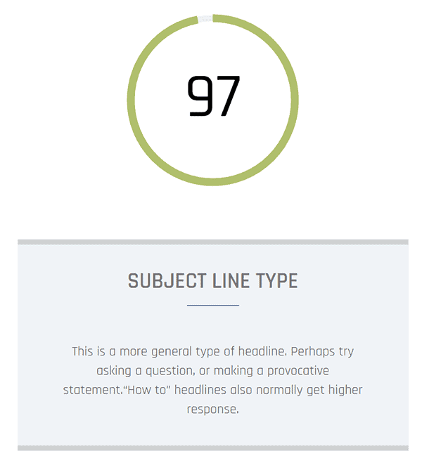 Net Altantic's email subject line grader gives a result out of 100.