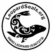 LeopardSeals.org logo, featuring a leopard seal with Maori koru design